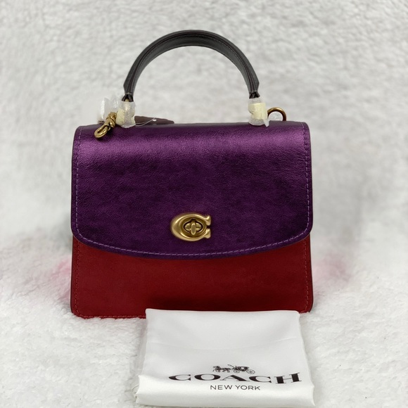 Coach Handbags - Coach Metallic Colorblock ParkerTop Handle Satchel